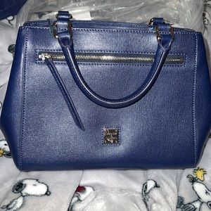Saffiano Small Zip Satchel- Marine
